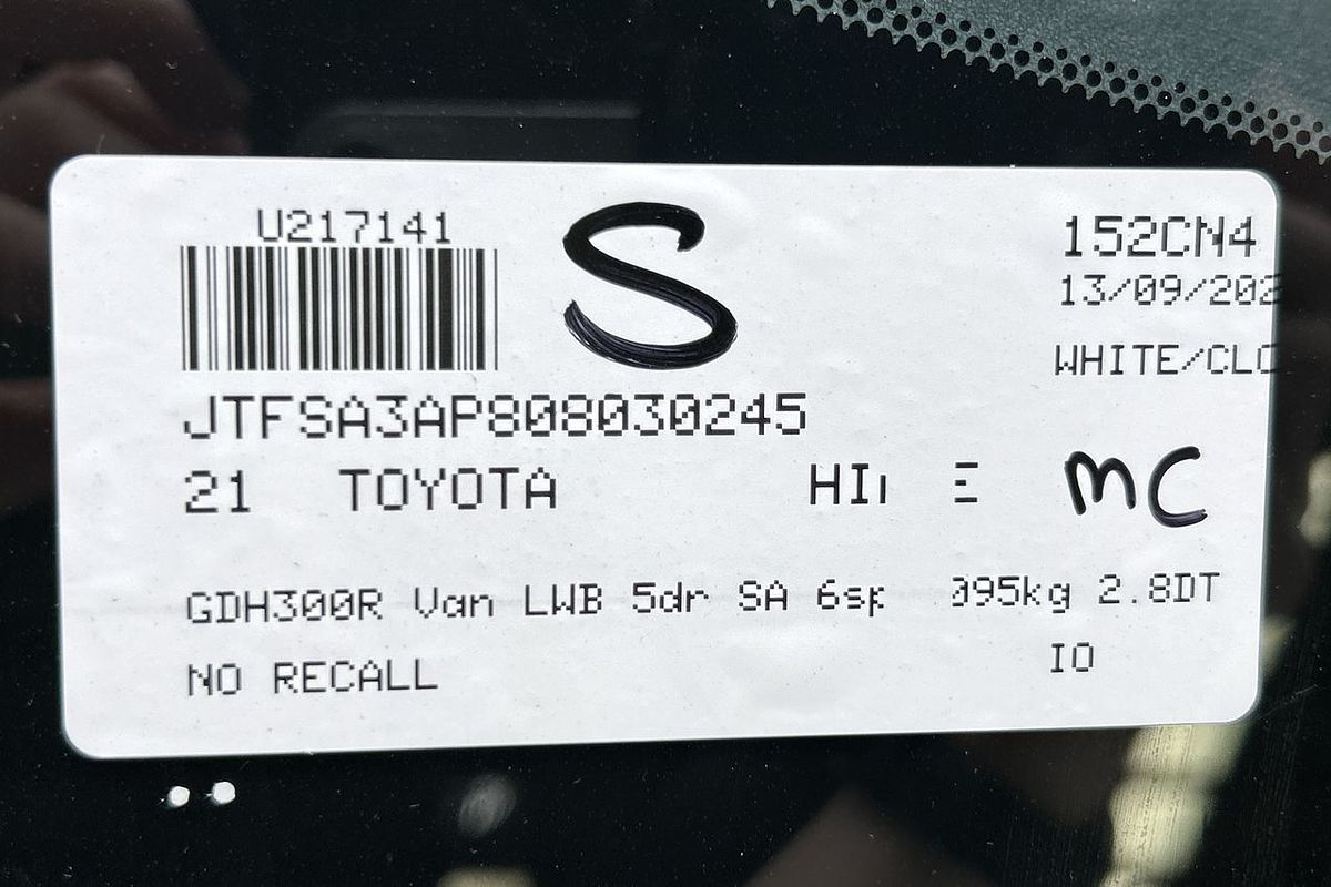 2021 Toyota Hiace GDH300R LWB