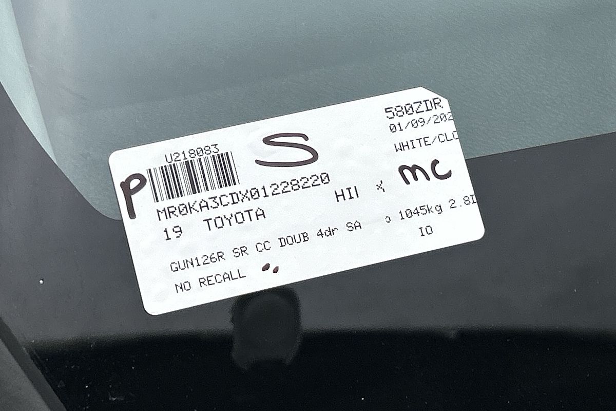 2019 Toyota Hilux SR GUN126R 4X4