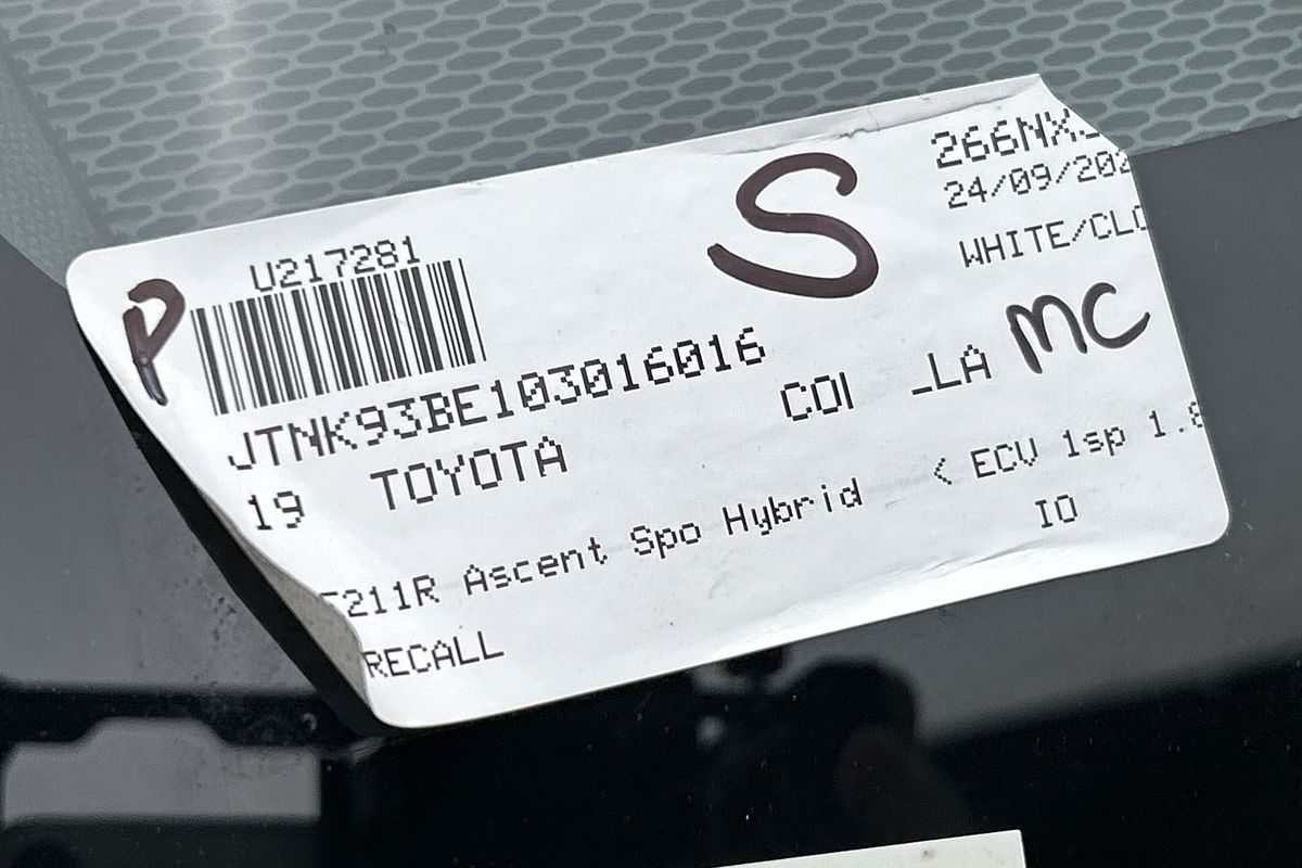 2019 Toyota Corolla Ascent Sport Hybrid ZWE211R