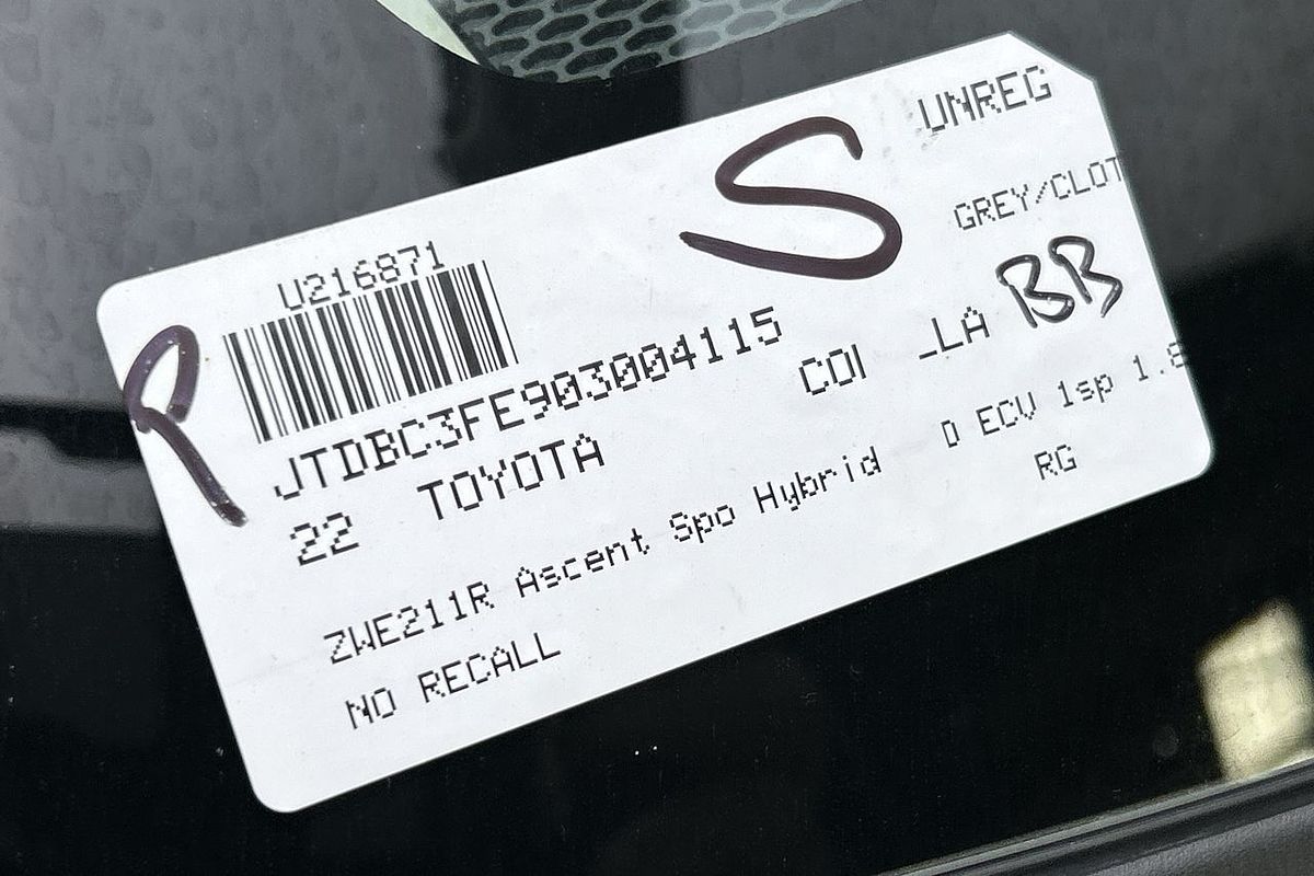 2022 Toyota Corolla Ascent Sport Hybrid ZWE211R