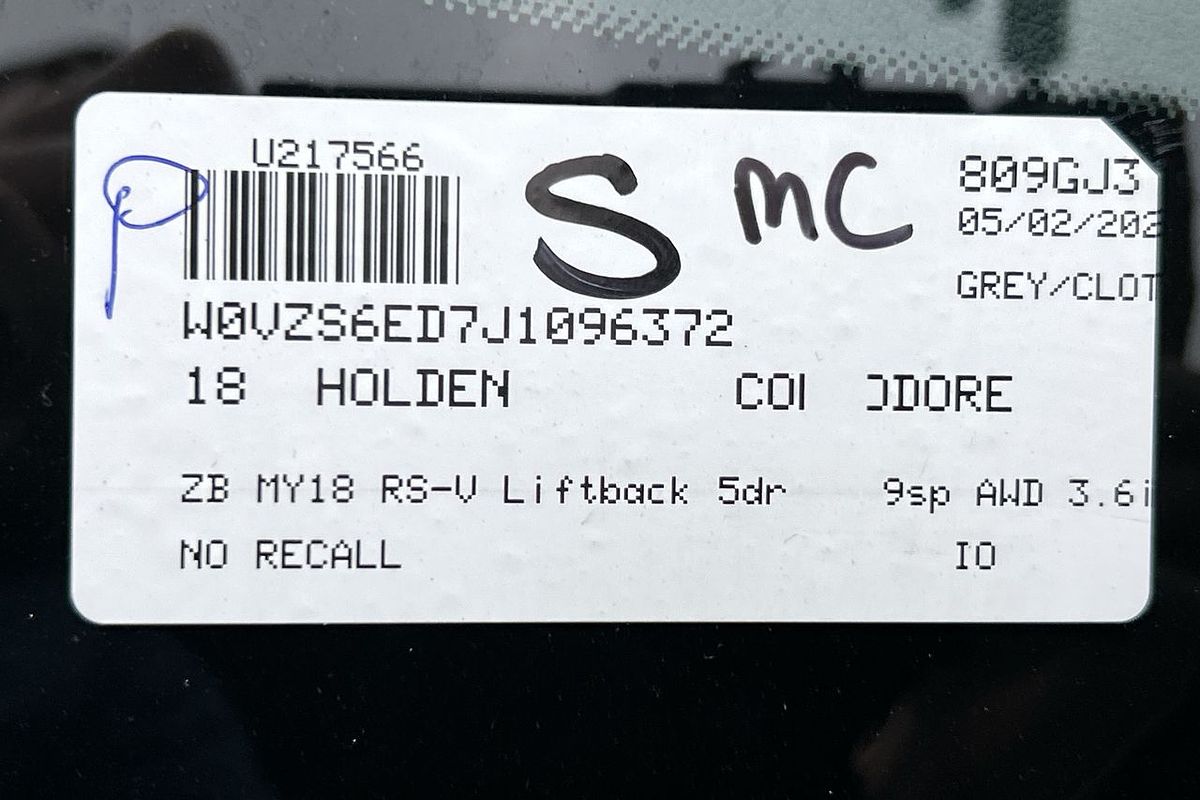 2018 Holden Commodore RS-V ZB