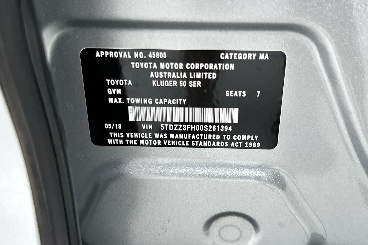2018 Toyota Kluger GX GSU50R