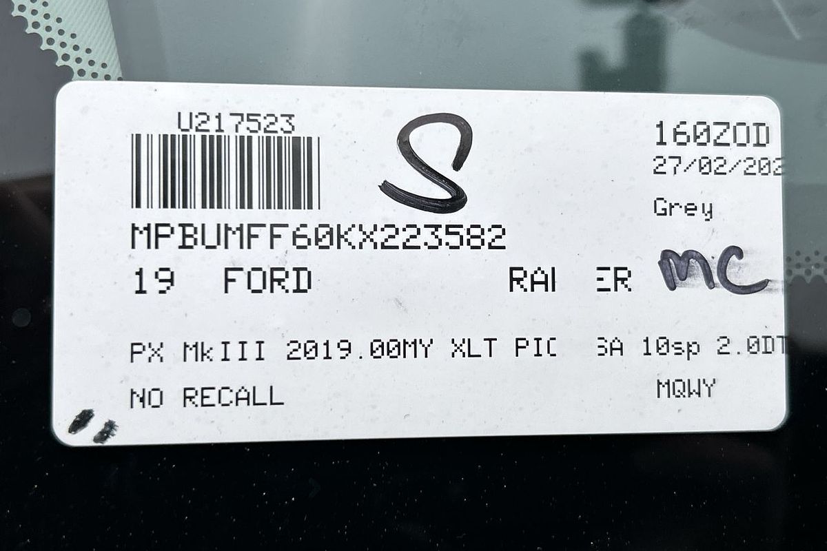 2019 Ford Ranger XLT PX MkIII 4X4 2.0L