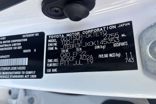 2019 Toyota Landcruiser Prado GX GDJ150R