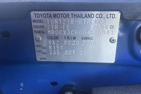 2020 Toyota Hilux Workmate TGN121R