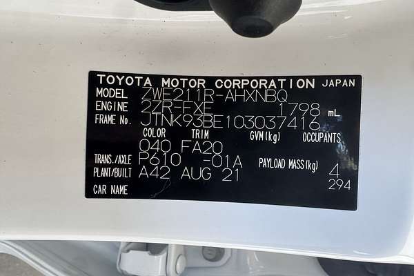 2021 Toyota Corolla Ascent Sport Hybrid ZWE211R