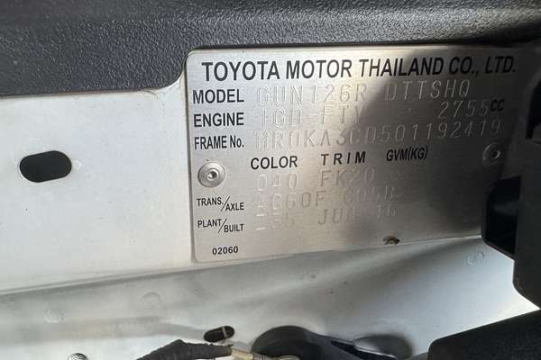 2016 Toyota Hilux SR GUN126R 4X4