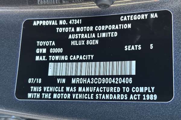 2018 Toyota Hilux SR5 GUN126R 4X4