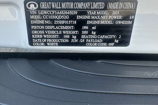 2025 GWM Cannon Premium NPW Rear Wheel Drive