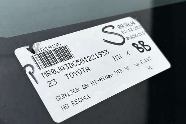 2023 Toyota Hilux SR Hi-Rider GUN136R Rear Wheel Drive