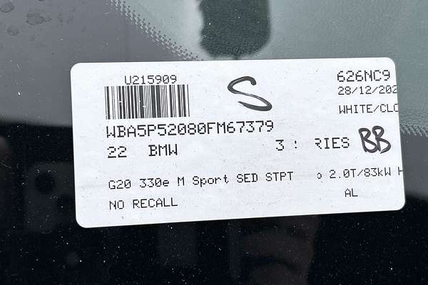 2022 BMW 3 Series 330e M Sport G20