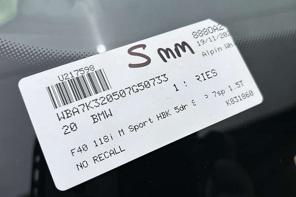 2020 BMW 1 Series 118i M Sport F40