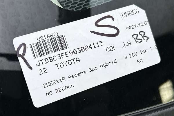 2022 Toyota Corolla Ascent Sport Hybrid ZWE211R