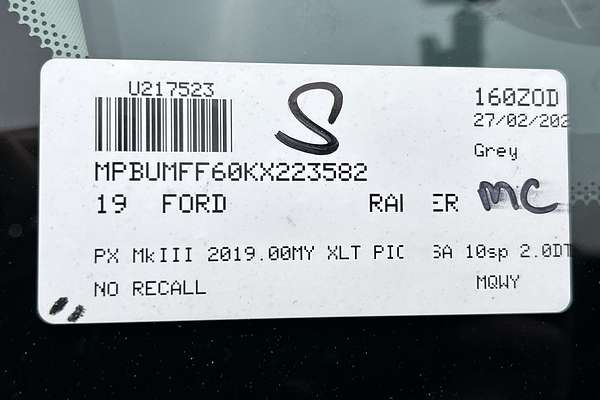 2019 Ford Ranger XLT PX MkIII 4X4 2.0L