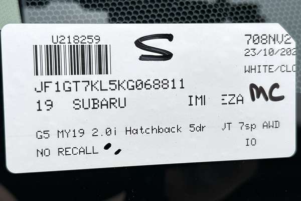 2019 Subaru Impreza 2.0i G5