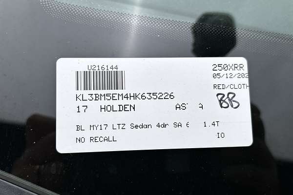 2017 Holden Astra LTZ BL