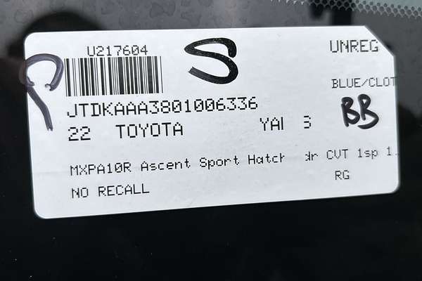 2022 Toyota Yaris Ascent Sport MXPA10R